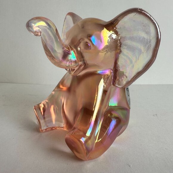 Fenton Iridescent Glass Elephant Sunset Satin Pink Figurine - Picture 2 of 7